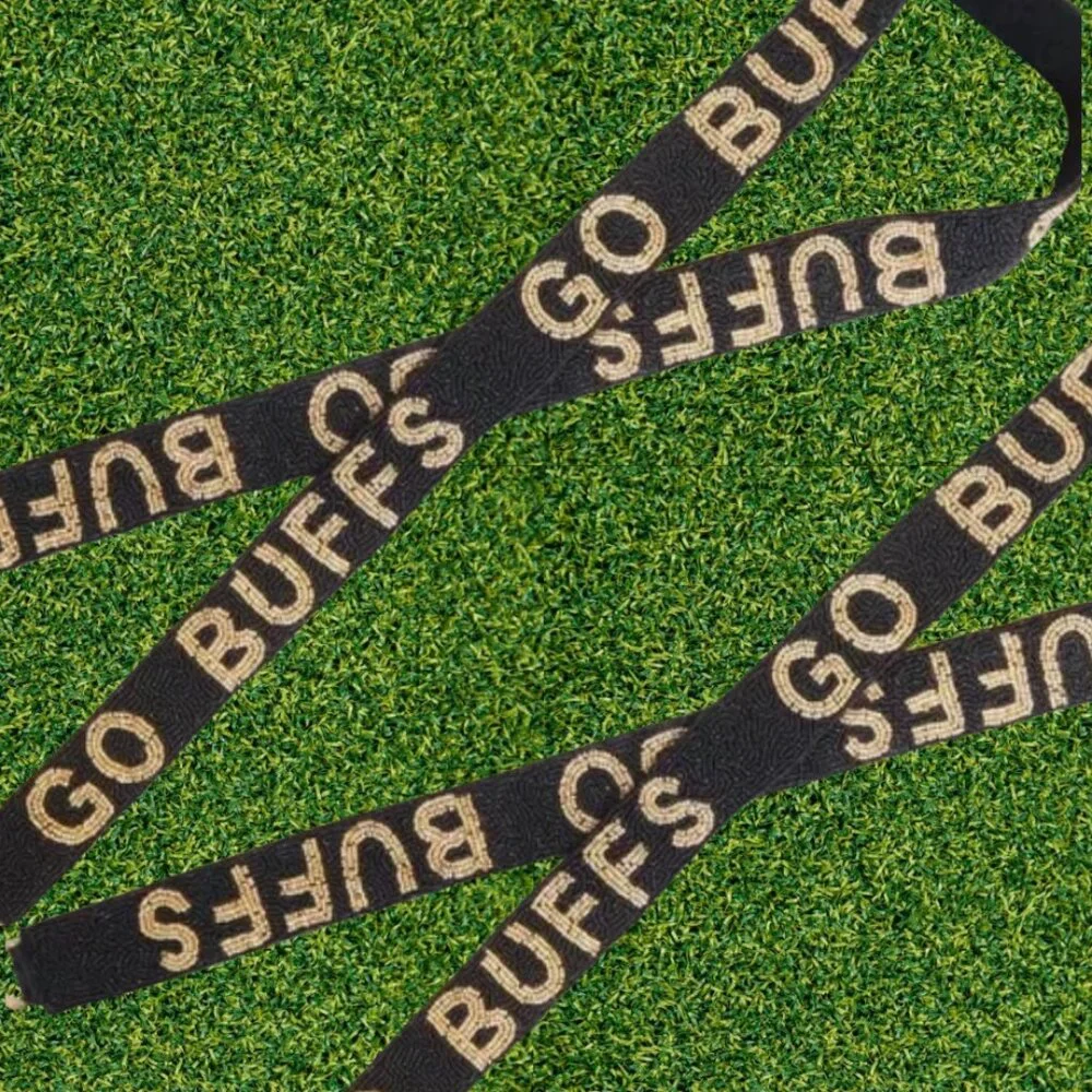 CU Boulder GO BUFFS Beaded Purse Straps, CU Boulder football - Picture 2 of 2